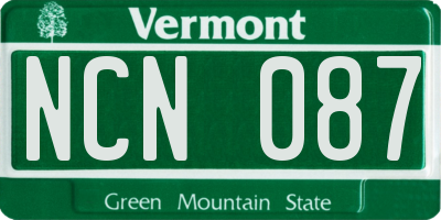 VT license plate NCN087