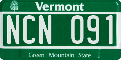 VT license plate NCN091