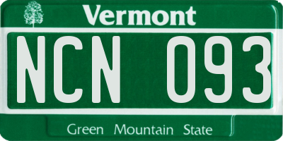 VT license plate NCN093
