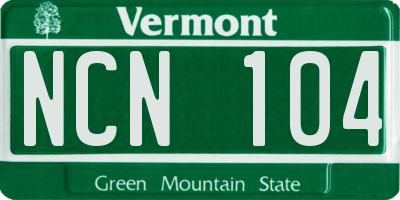 VT license plate NCN104