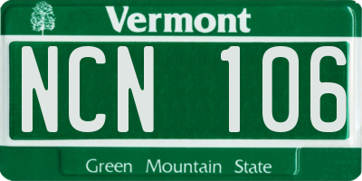 VT license plate NCN106