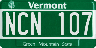 VT license plate NCN107