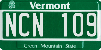 VT license plate NCN109