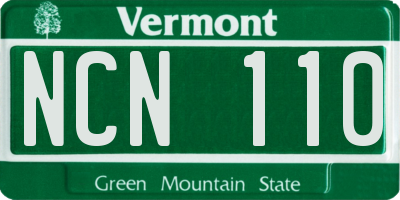 VT license plate NCN110