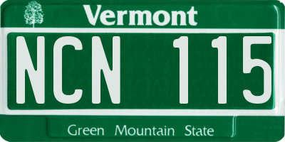 VT license plate NCN115