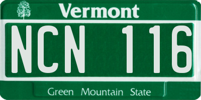 VT license plate NCN116