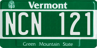 VT license plate NCN121