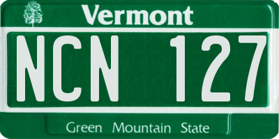 VT license plate NCN127