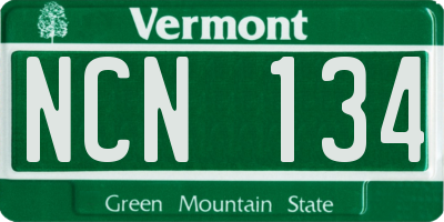 VT license plate NCN134