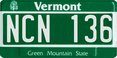 VT license plate NCN136