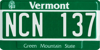 VT license plate NCN137