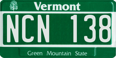 VT license plate NCN138