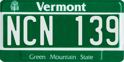 VT license plate NCN139