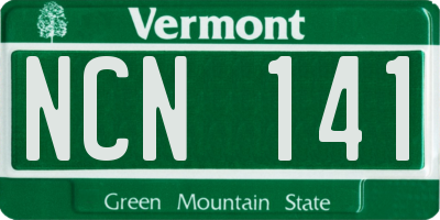 VT license plate NCN141