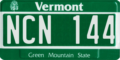 VT license plate NCN144