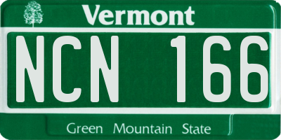 VT license plate NCN166