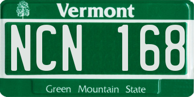 VT license plate NCN168