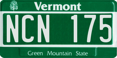 VT license plate NCN175