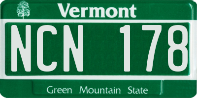 VT license plate NCN178