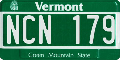 VT license plate NCN179