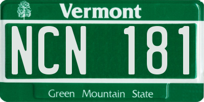 VT license plate NCN181