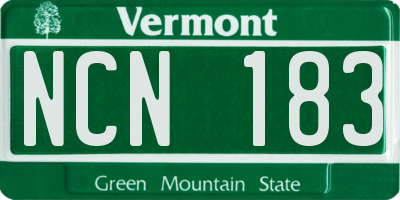 VT license plate NCN183