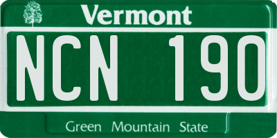 VT license plate NCN190