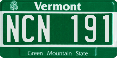 VT license plate NCN191
