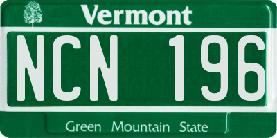 VT license plate NCN196