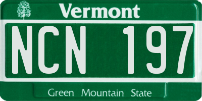 VT license plate NCN197