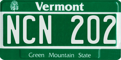 VT license plate NCN202