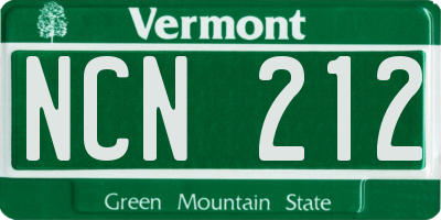 VT license plate NCN212