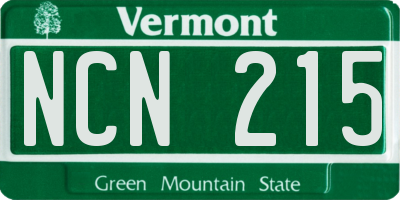 VT license plate NCN215