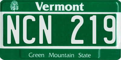 VT license plate NCN219