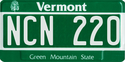 VT license plate NCN220