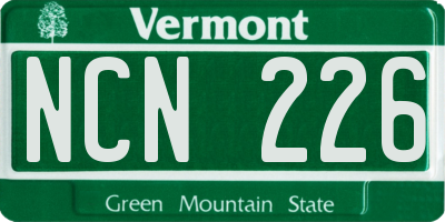 VT license plate NCN226