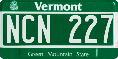 VT license plate NCN227