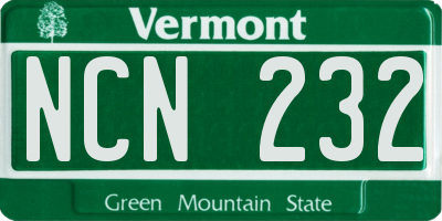 VT license plate NCN232