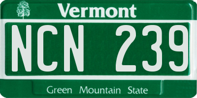 VT license plate NCN239
