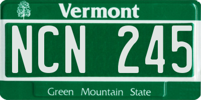 VT license plate NCN245