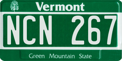 VT license plate NCN267
