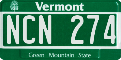 VT license plate NCN274