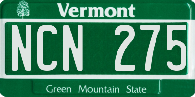 VT license plate NCN275