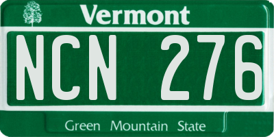 VT license plate NCN276