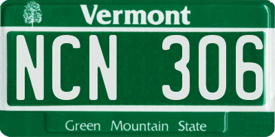 VT license plate NCN306