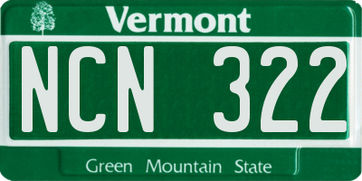 VT license plate NCN322