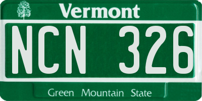 VT license plate NCN326