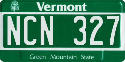 VT license plate NCN327