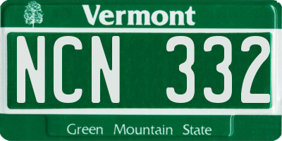 VT license plate NCN332