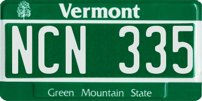 VT license plate NCN335